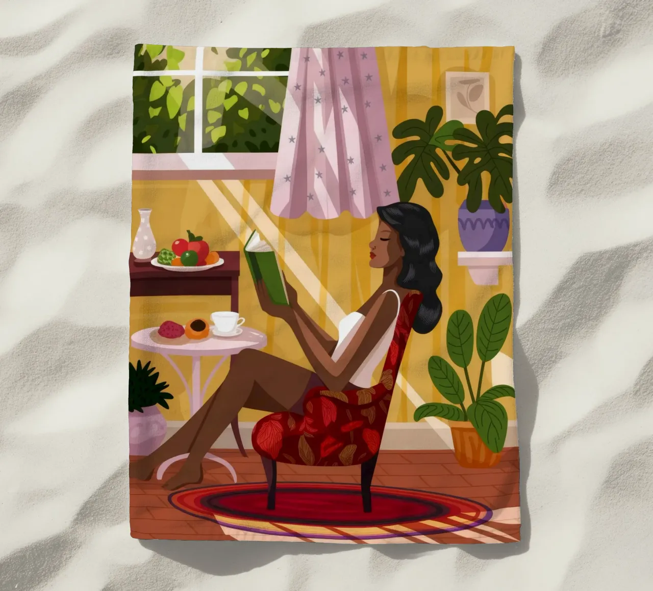 Sunlit Reading Nook beach towel by Fine Sanctuary