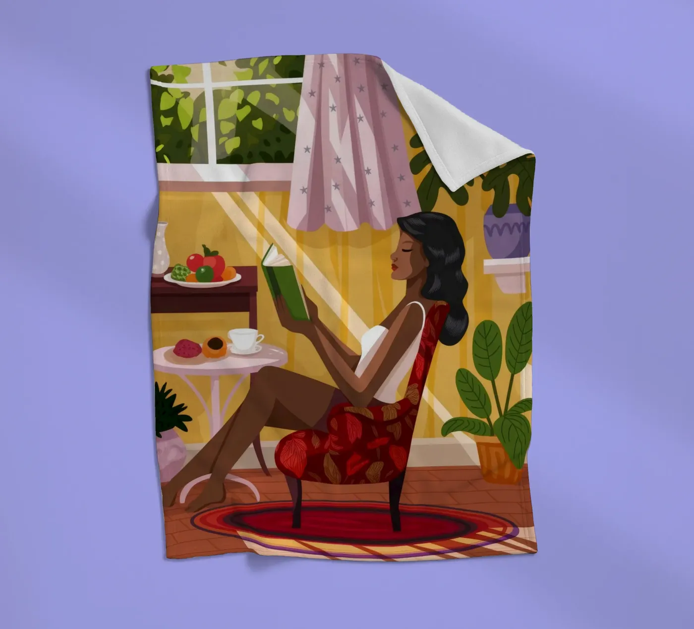 Sunlit Reading Nook fleece blanket by Fine Sanctuary