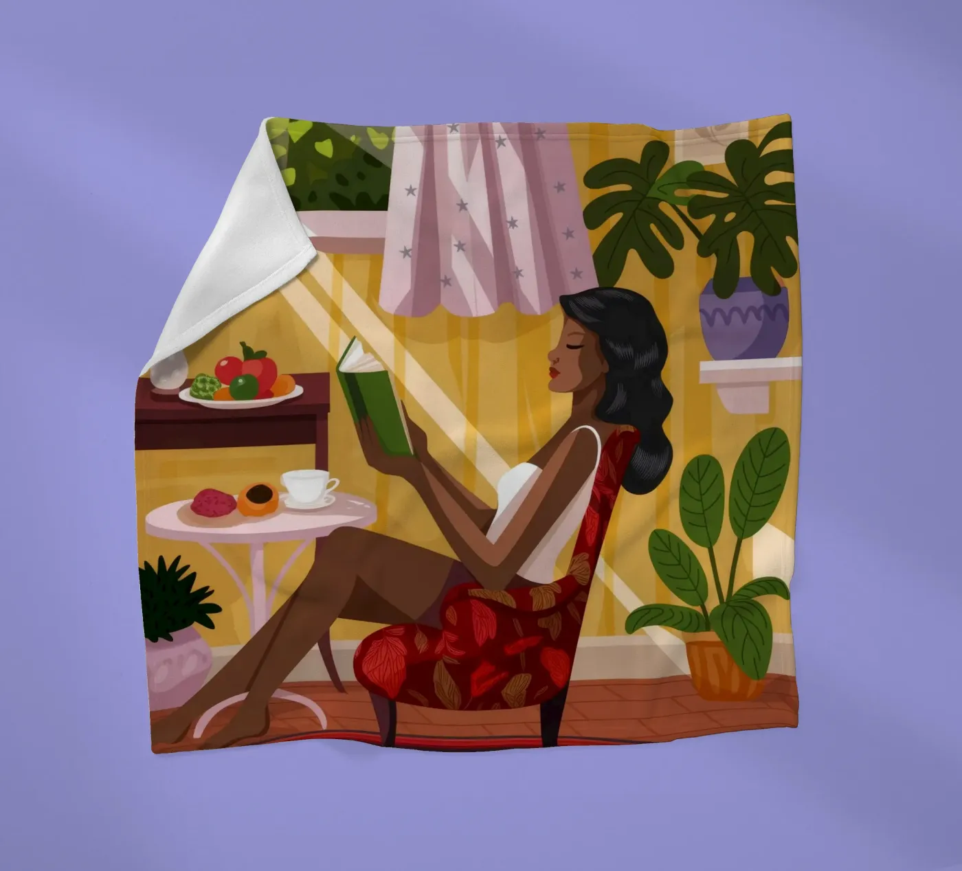 Sunlit Reading Nook fleece blanket by Fine Sanctuary