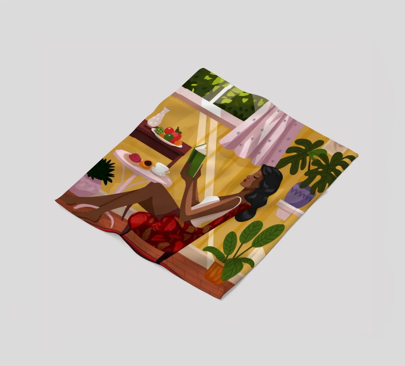 Sunlit Reading Nook fleece blanket by Fine Sanctuary
