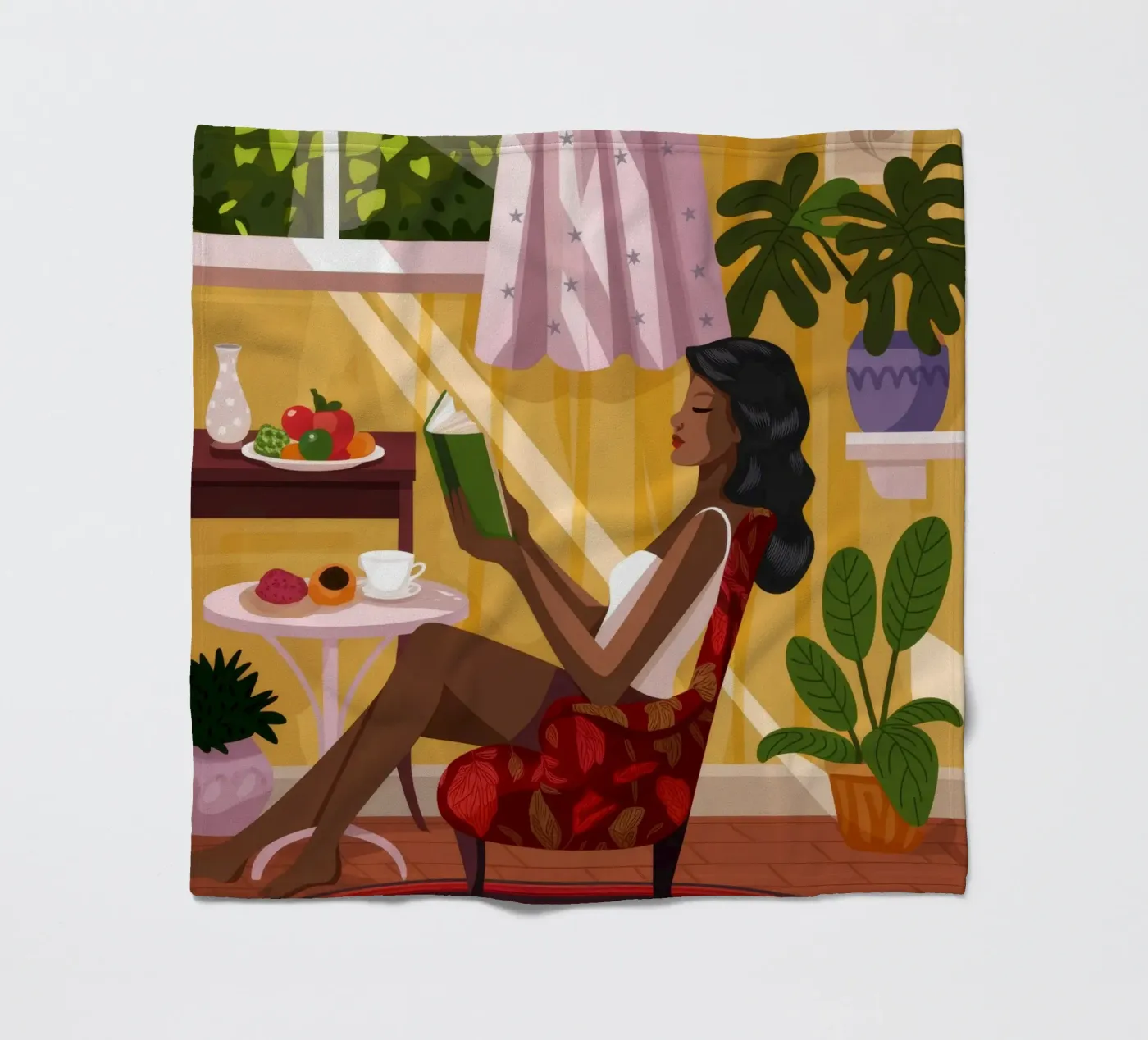 Sunlit Reading Nook fleece blanket by Fine Sanctuary