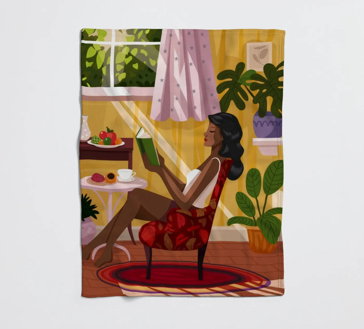 Sunlit Reading Nook fleece blanket by Fine Sanctuary