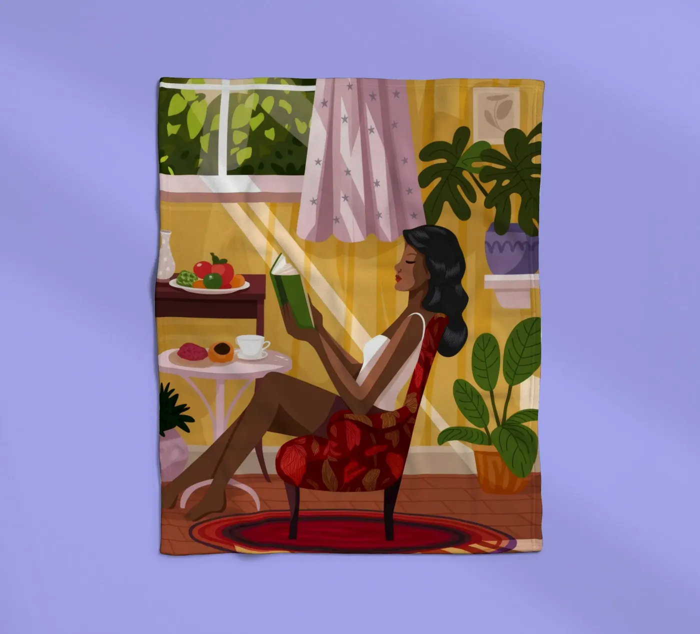Sunlit Reading Nook fleece blanket by Fine Sanctuary