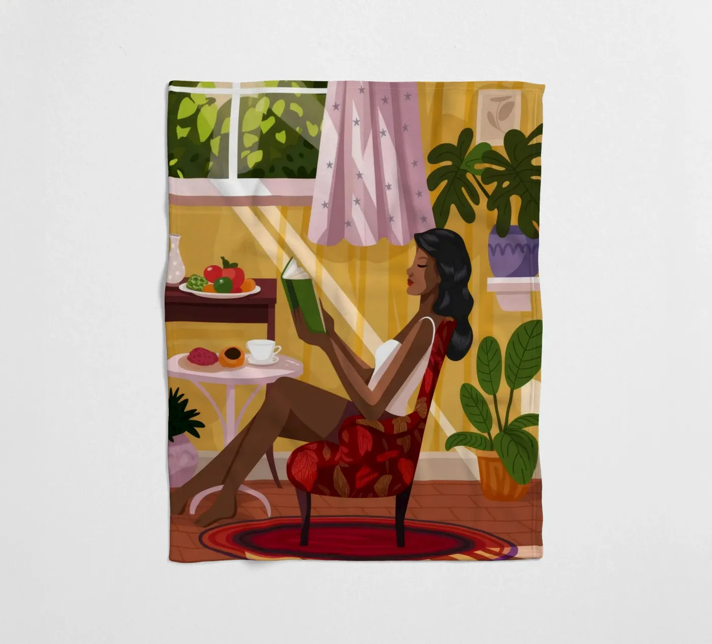Sunlit Reading Nook fleece blanket by Fine Sanctuary