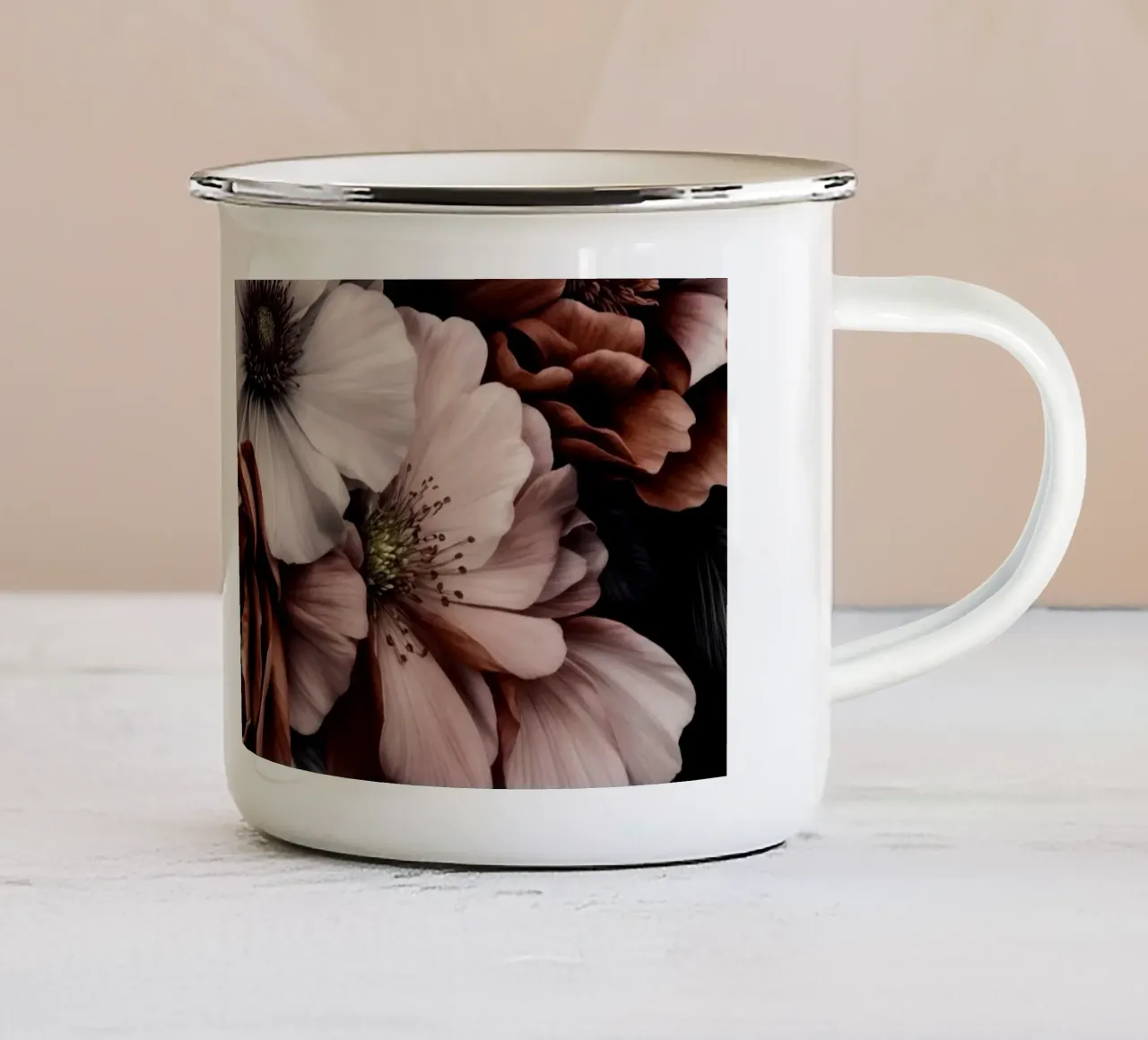 Twilight Floral Symphony In Baroque Tones enamel mug by Andrea Haase Floral Passion
