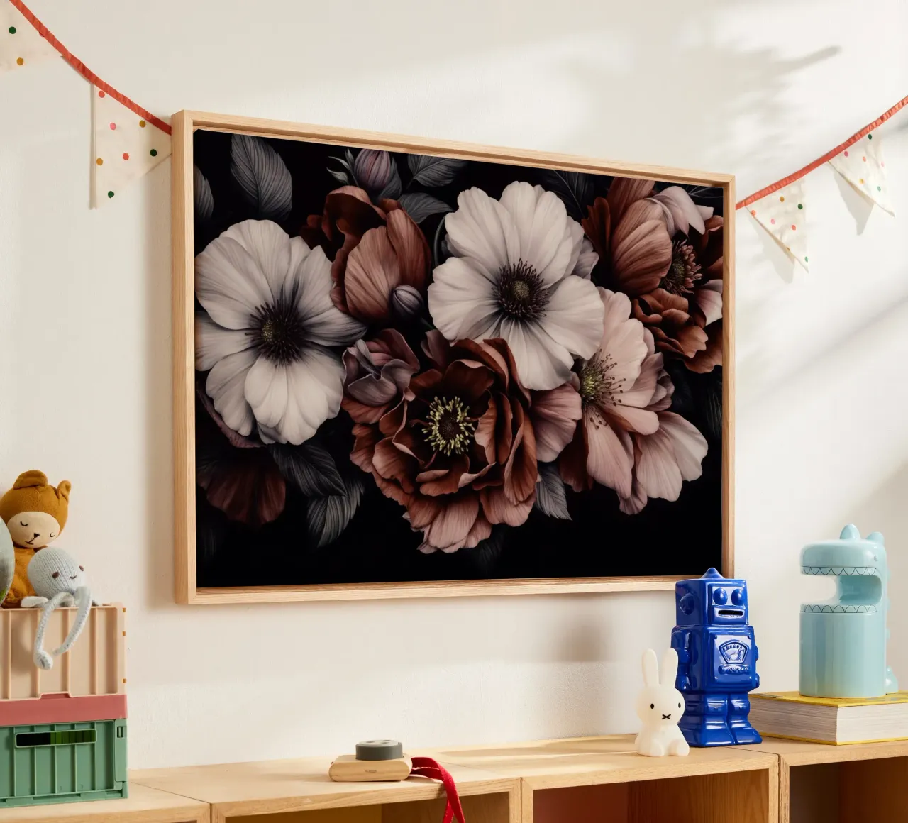Symfonie van schemerbloemen in barokke tinten canvas met Baklijst van Andrea Haase Floral Passion