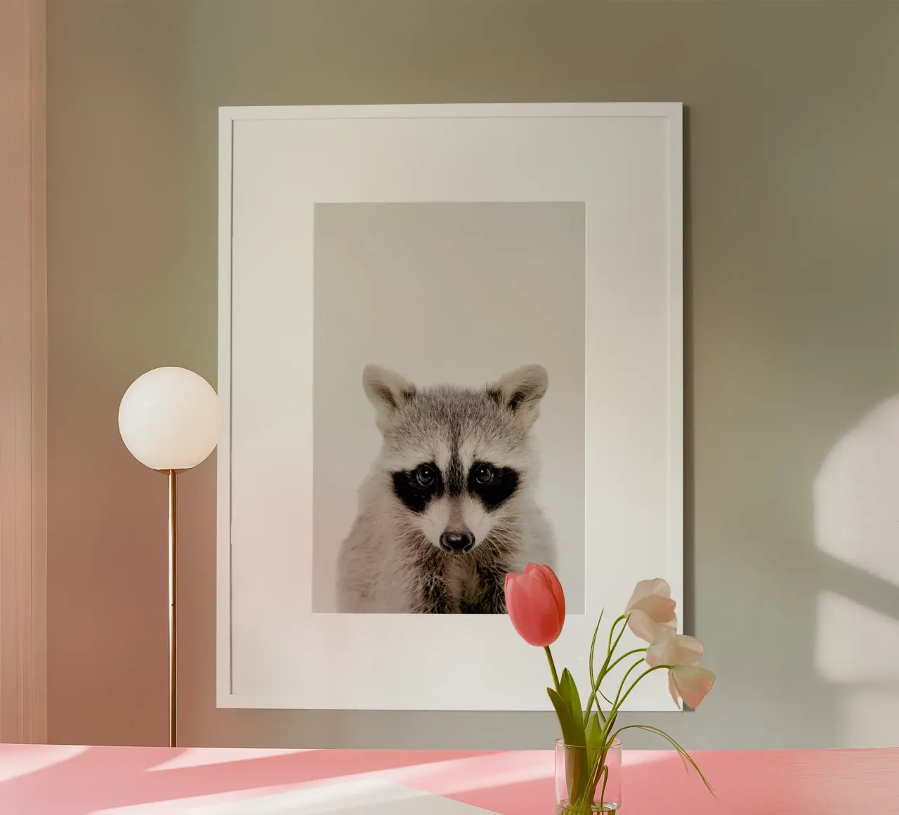 Raccoon poster con telaio in plastica da Paws & Claws