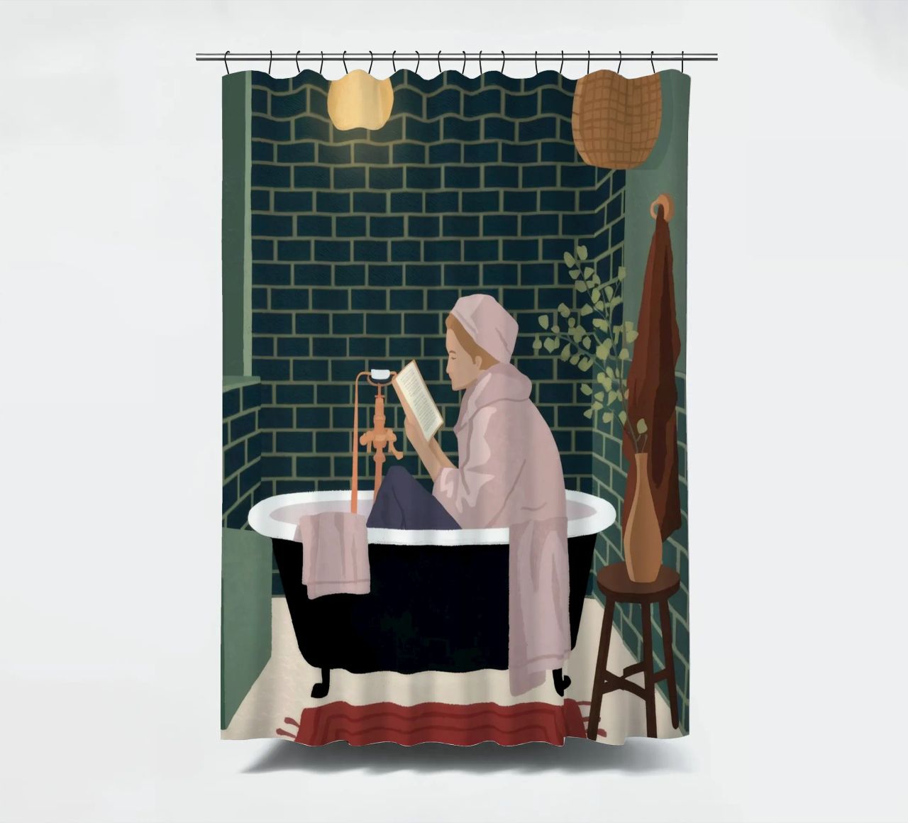 Un bagno di lusso tenda da doccia da Fine Sanctuary