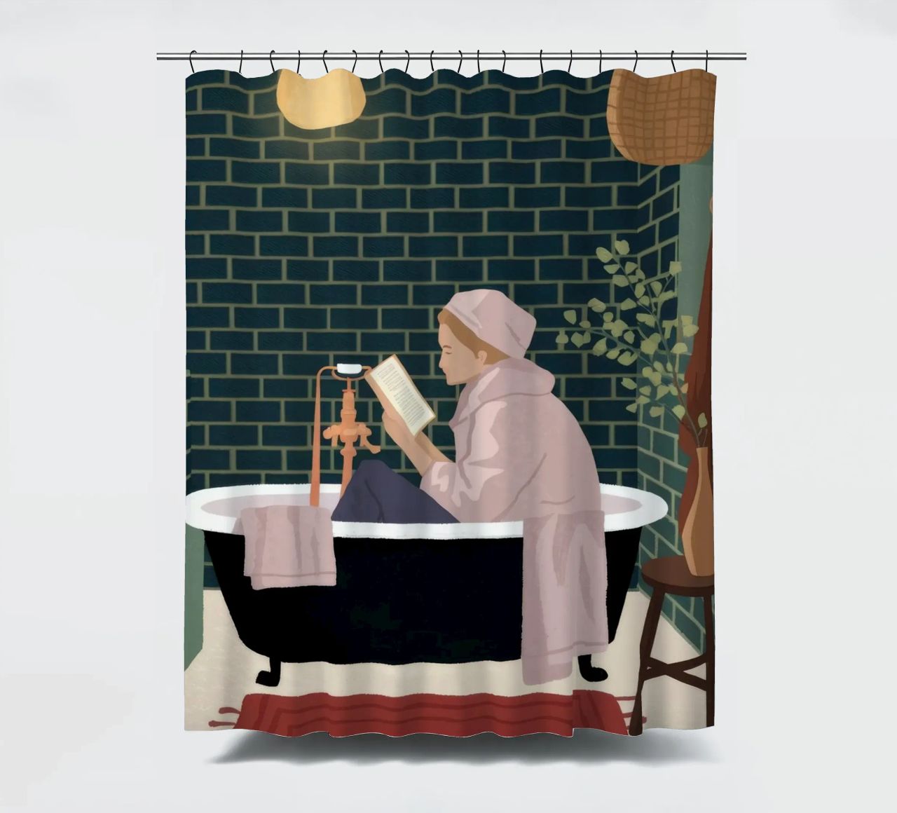 Un bagno di lusso tenda da doccia da Fine Sanctuary