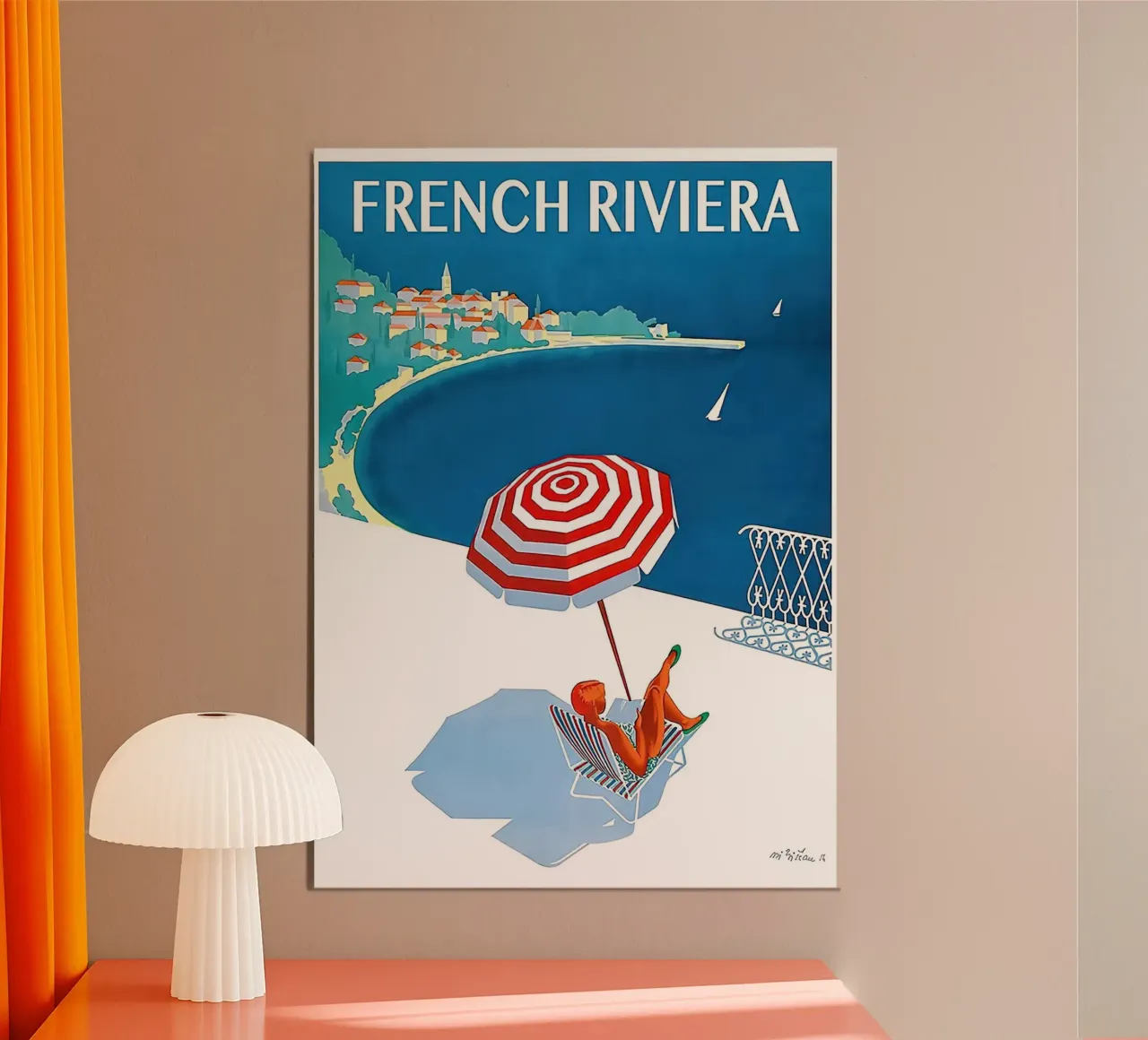 Cote D'Azure '1954 Viajes Riviera Francesa poster de MIa_Dispath