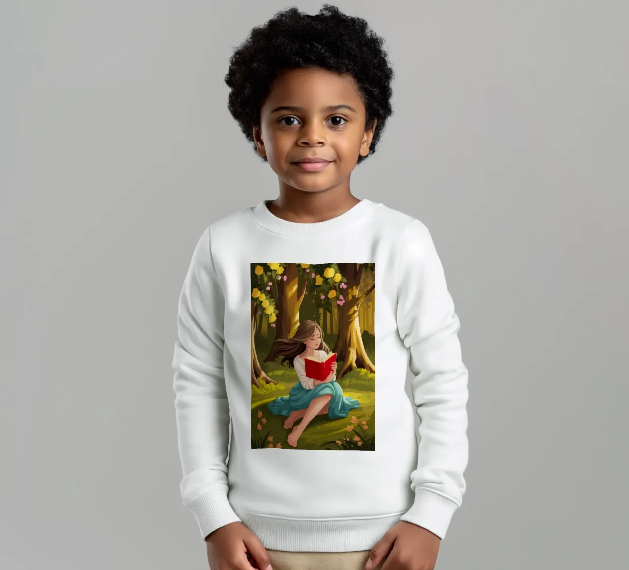 Lecture de la forêt enchantée sweat enfant de Fine Sanctuary