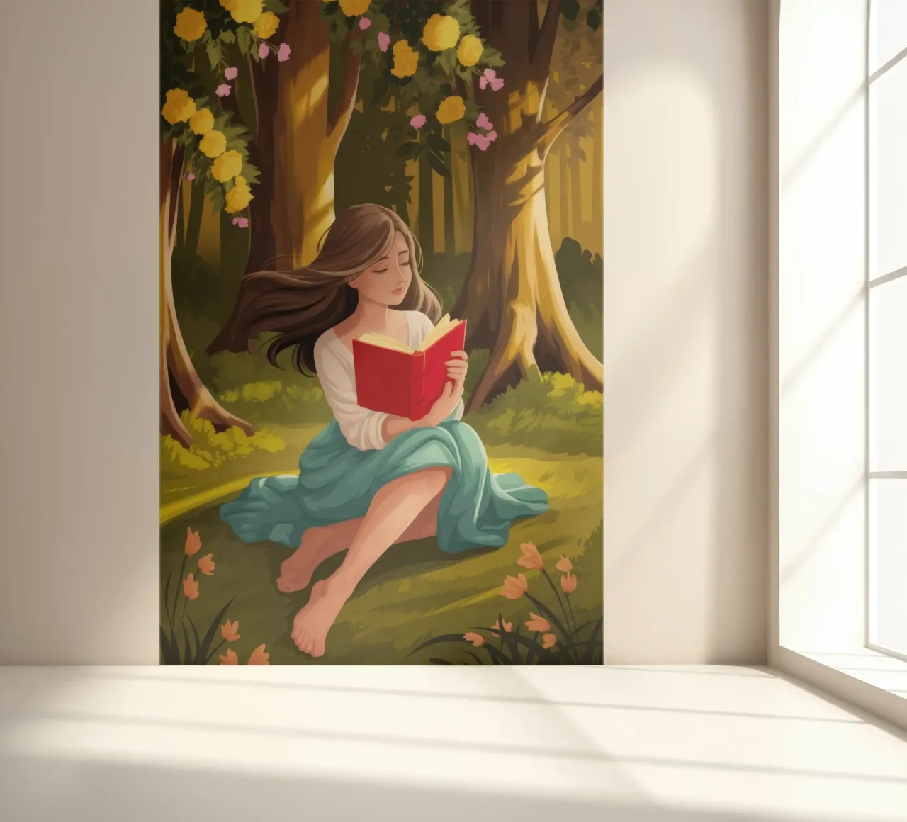 Betoverd bos lezen fotobehang van Fine Sanctuary