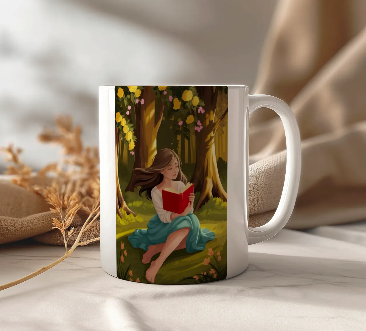 Lecture de la forêt enchantée mug en céramique de Fine Sanctuary