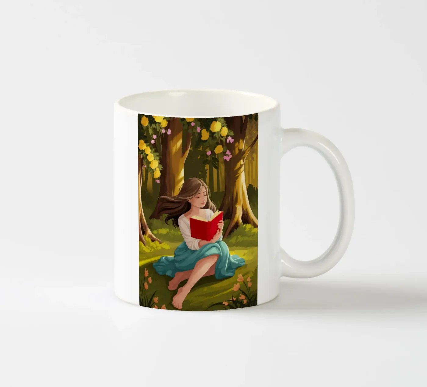 Enchanted Forest Reading ceramic mug by Fine Sanctuary