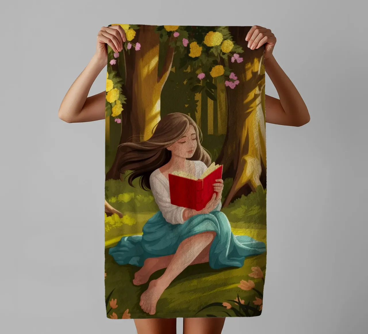 Lecture de la forêt enchantée serviette de bain de Fine Sanctuary
