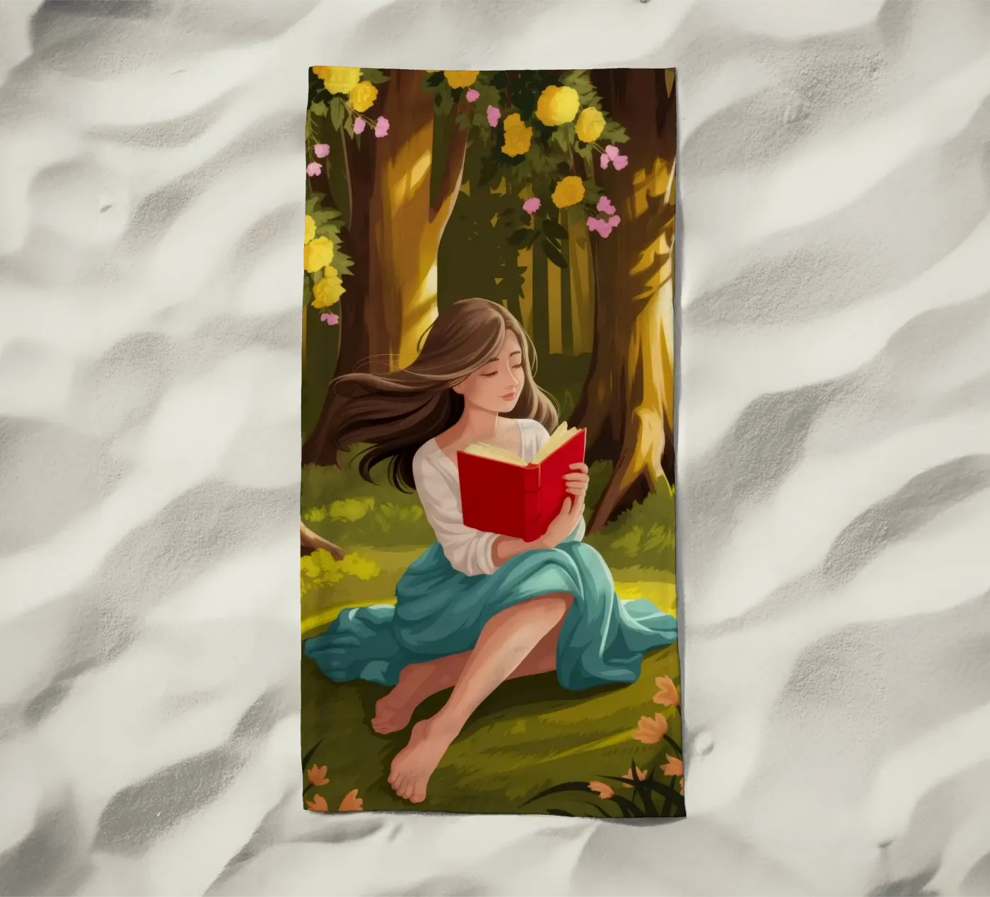 Enchanted Forest Reading beach towel by Fine Sanctuary