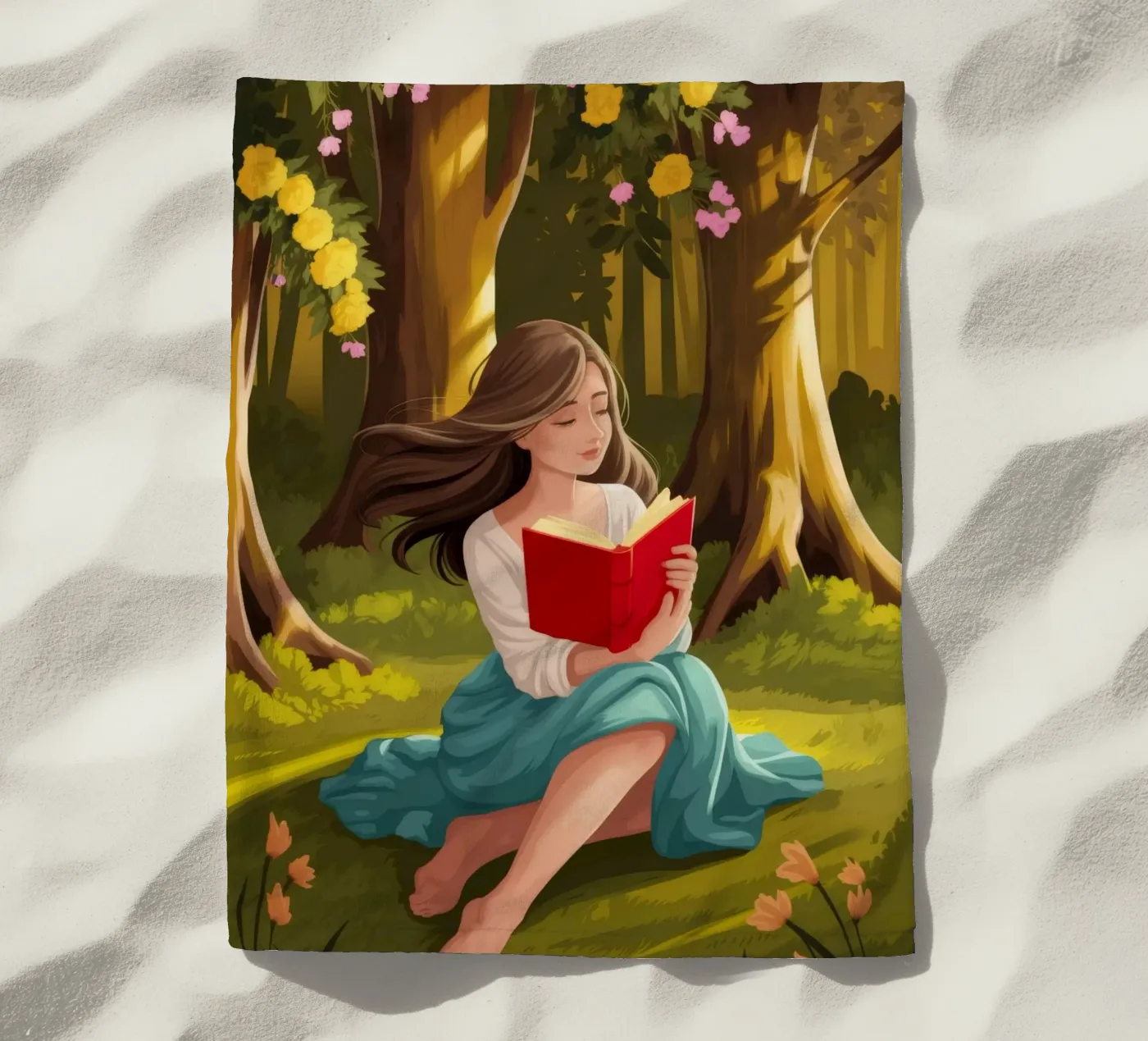 Enchanted Forest Reading beach towel by Fine Sanctuary
