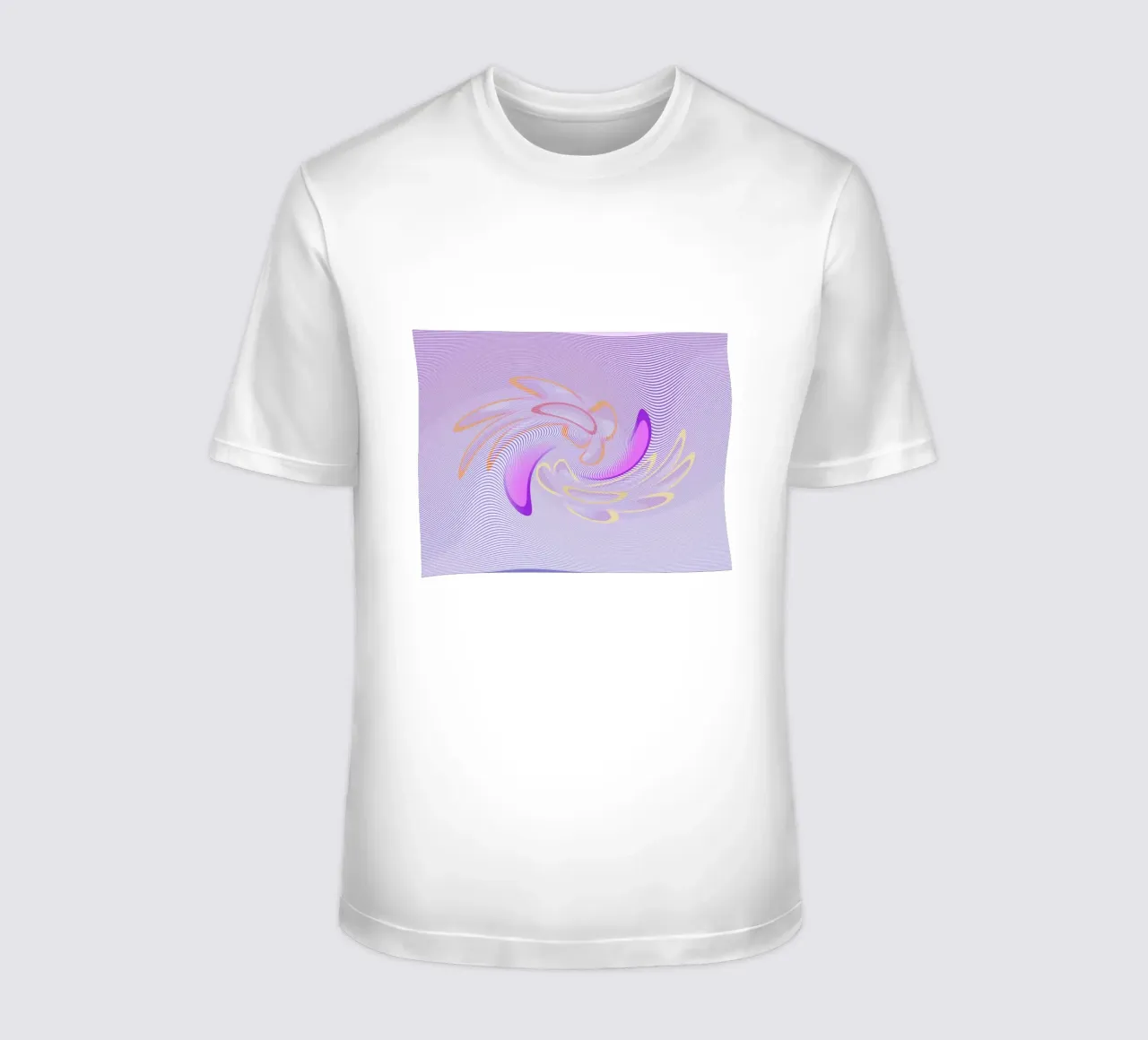 Abstract dynamisch patroon in paars en oranje t-shirt van Something for you
