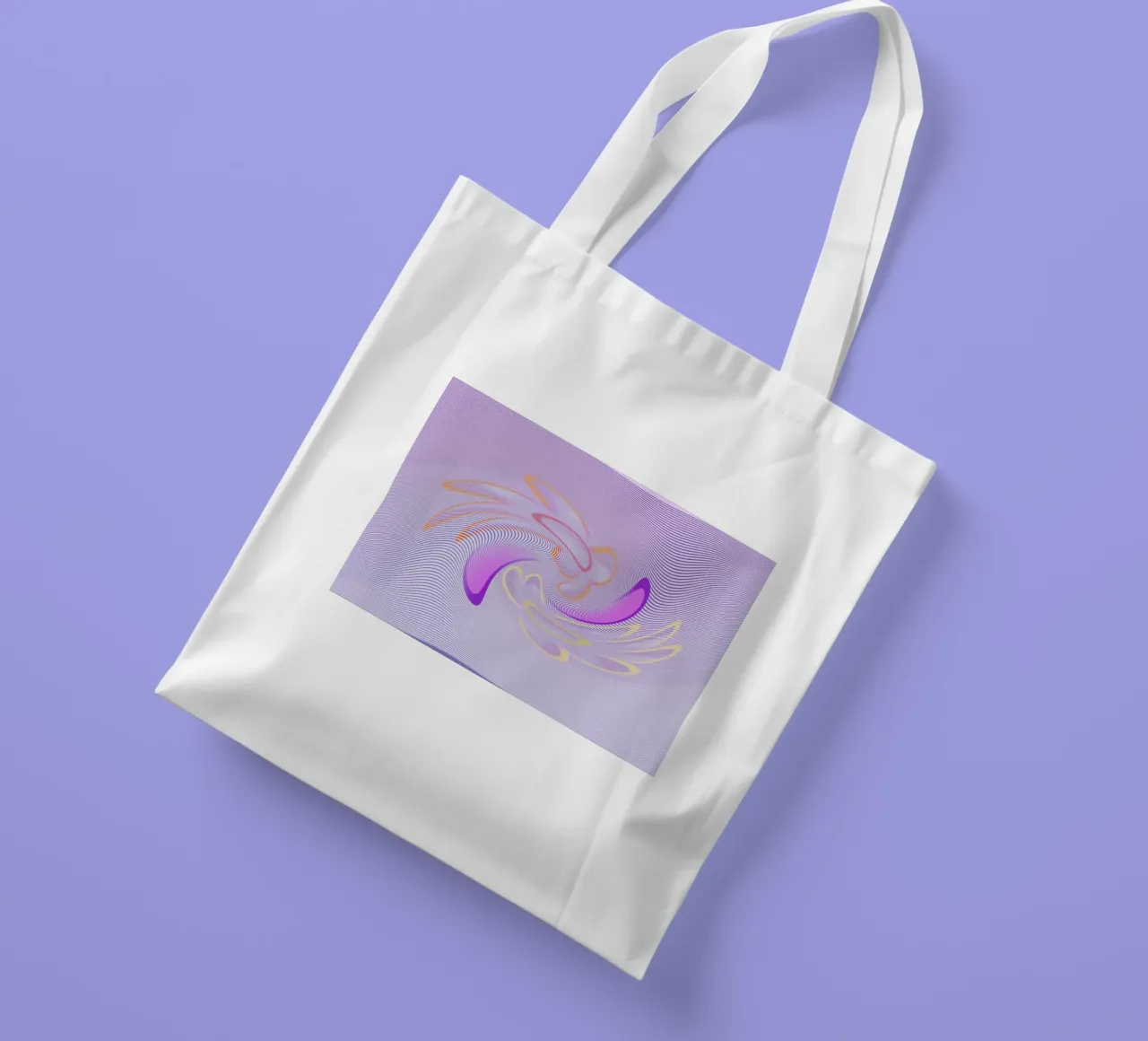 Abstract dynamisch patroon in paars en oranje jute draagtas van Something for you