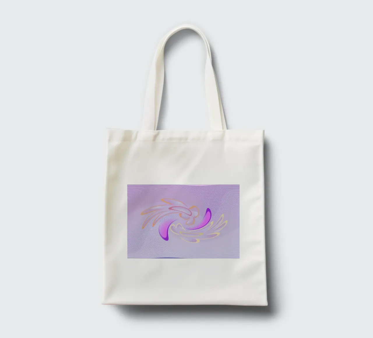 Abstract dynamisch patroon in paars en oranje jute draagtas van Something for you