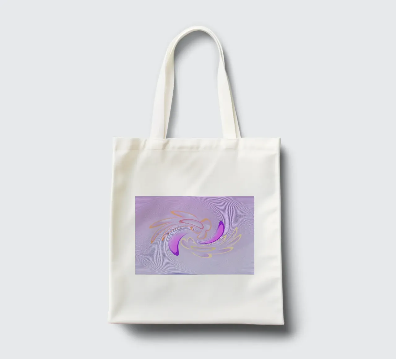 Abstract dynamisch patroon in paars en oranje jute draagtas van Something for you