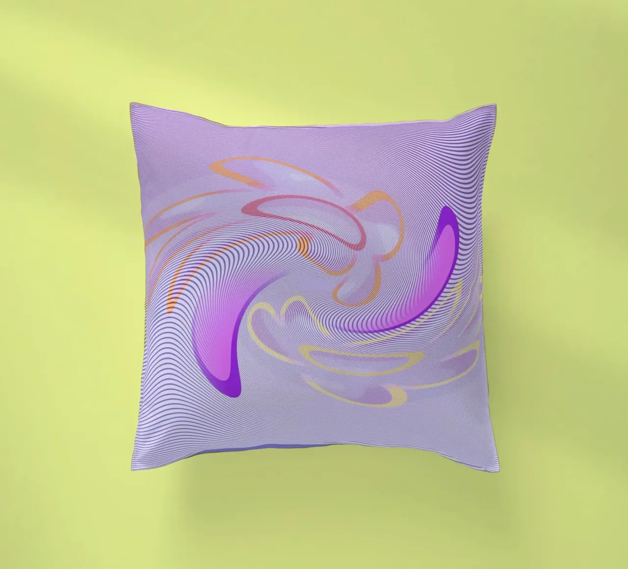 Abstract dynamic pattern in purple and orange decorative cushion by Something for you