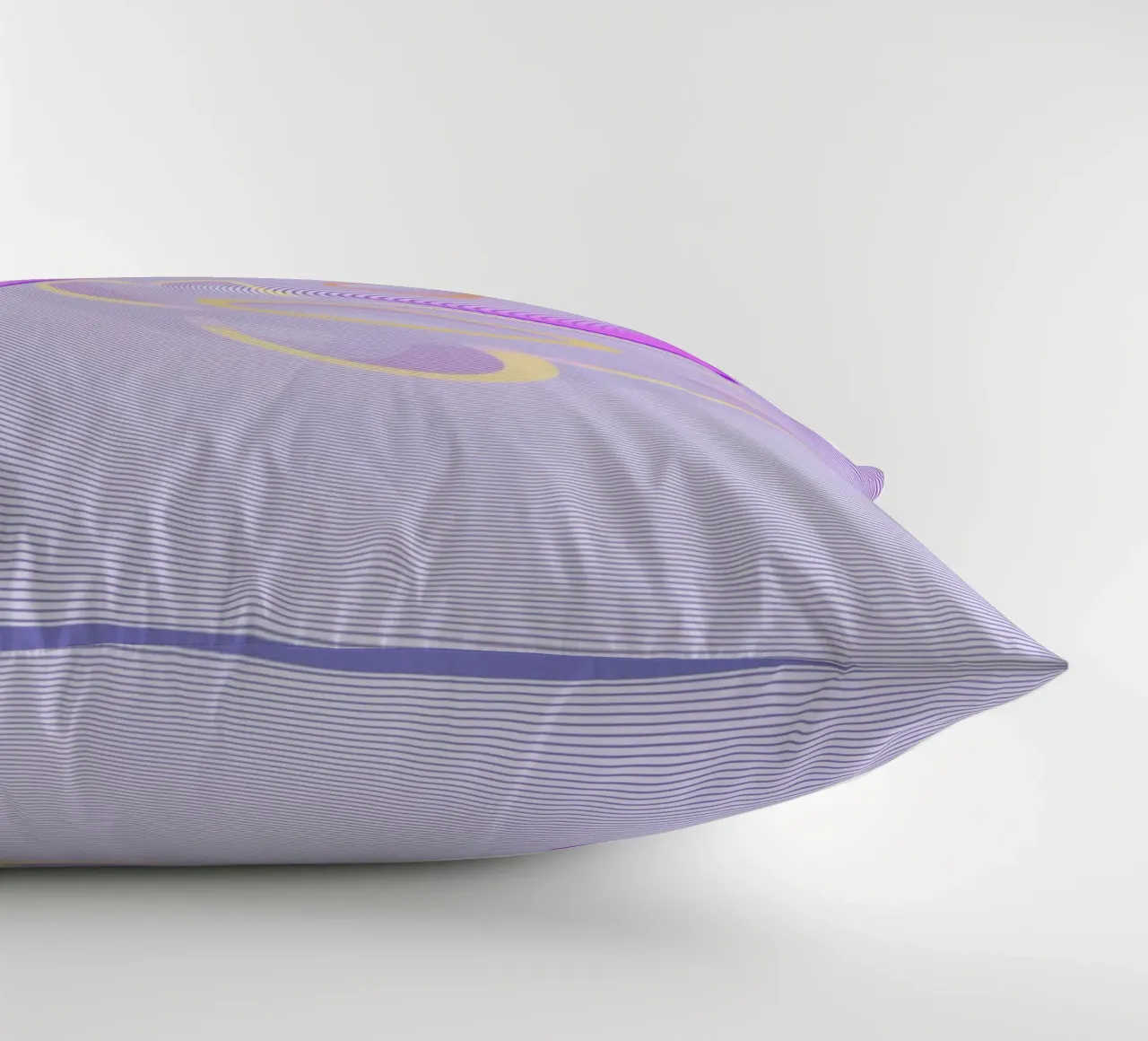 Abstract dynamic pattern in purple and orange decorative cushion by Something for you