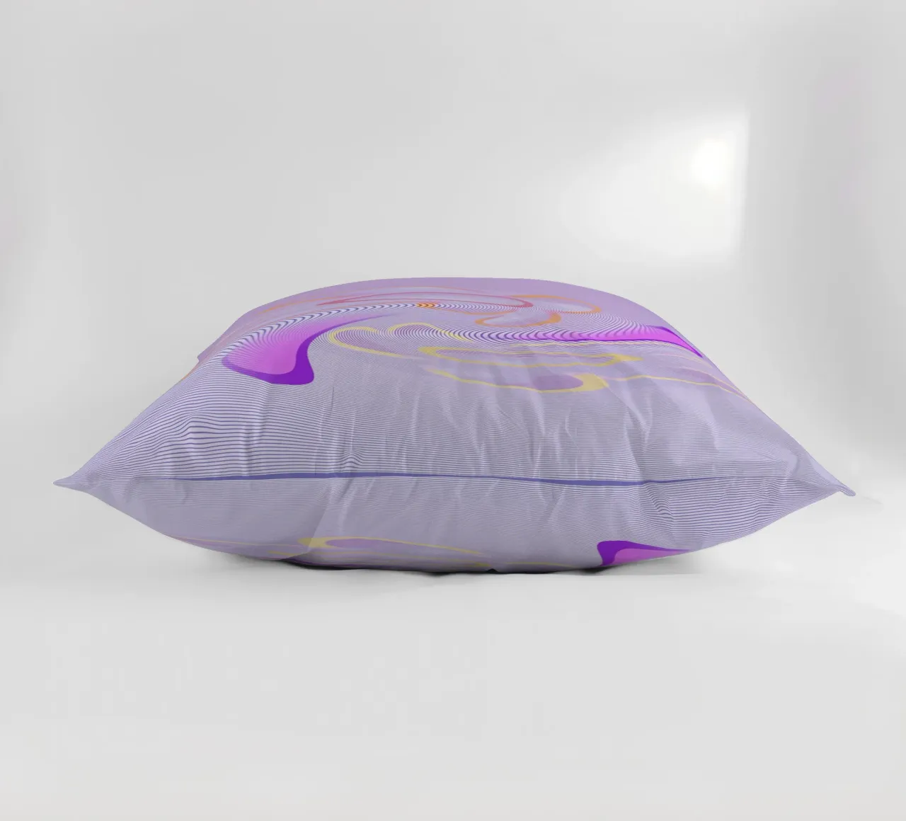 Abstract dynamic pattern in purple and orange decorative cushion by Something for you