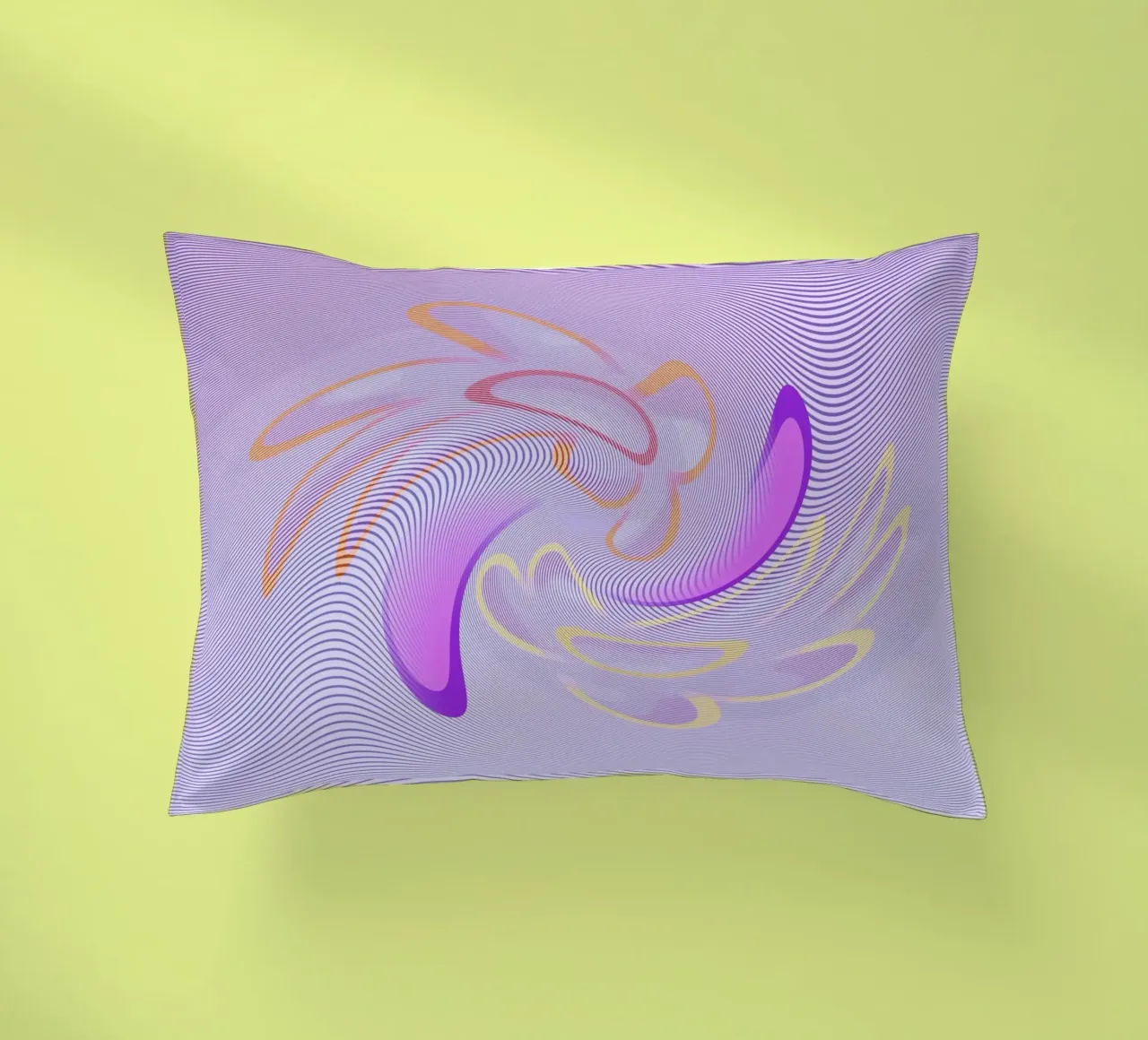 Abstract dynamic pattern in purple and orange decorative cushion by Something for you