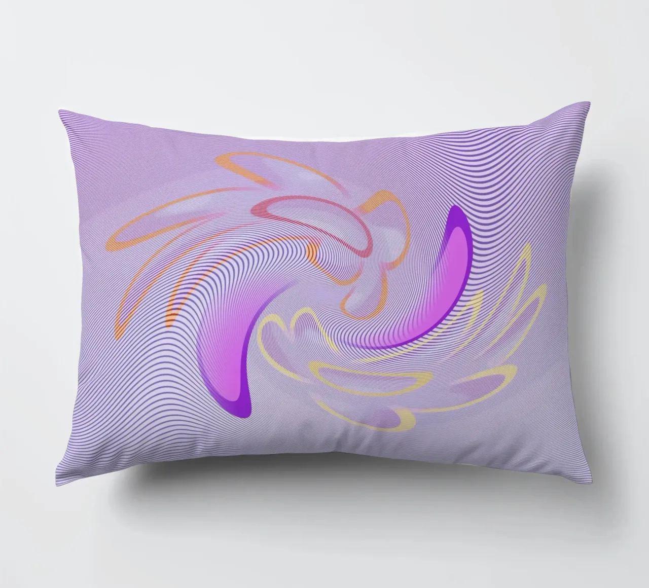Abstract dynamic pattern in purple and orange decorative cushion by Something for you
