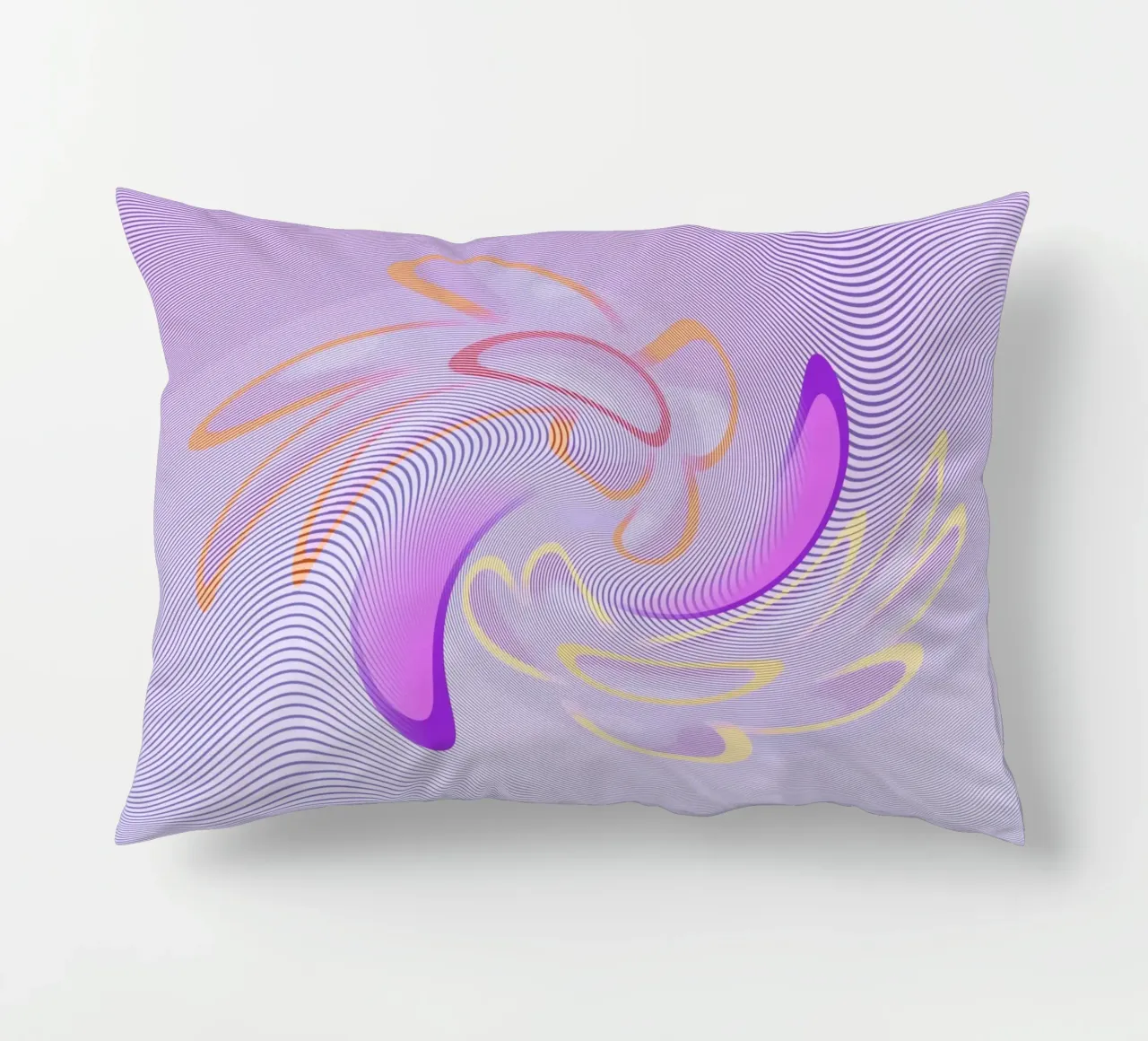 Abstract dynamic pattern in purple and orange decorative cushion by Something for you