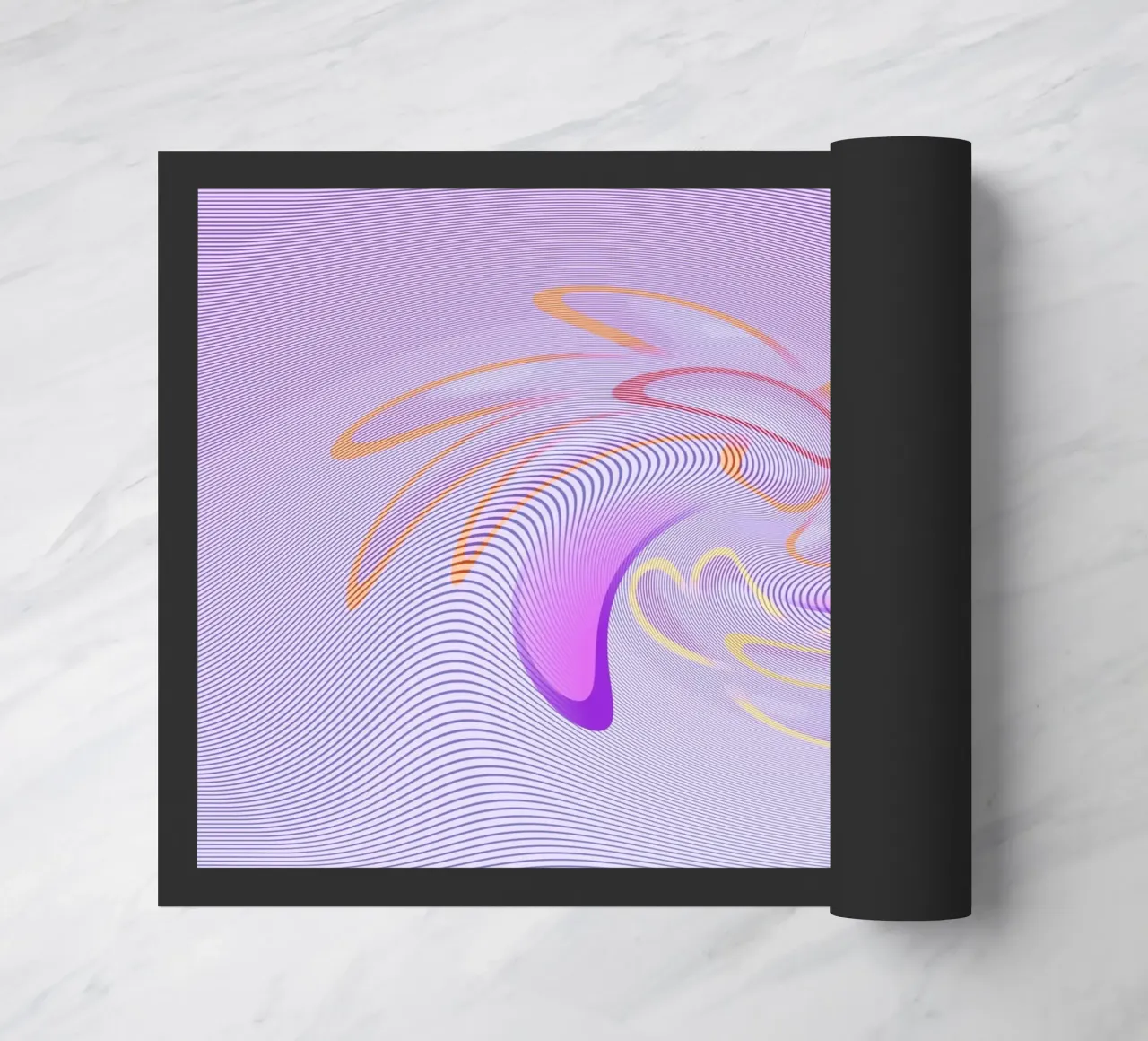 Abstract dynamic pattern in purple and orange doormat by Something for you