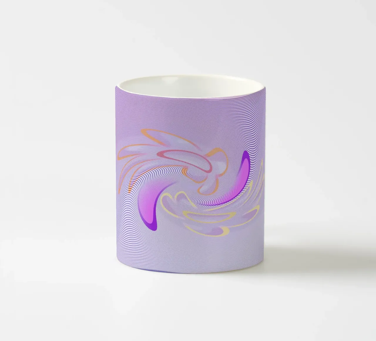 Abstract dynamic pattern in purple and orange ceramic mug by Something for you