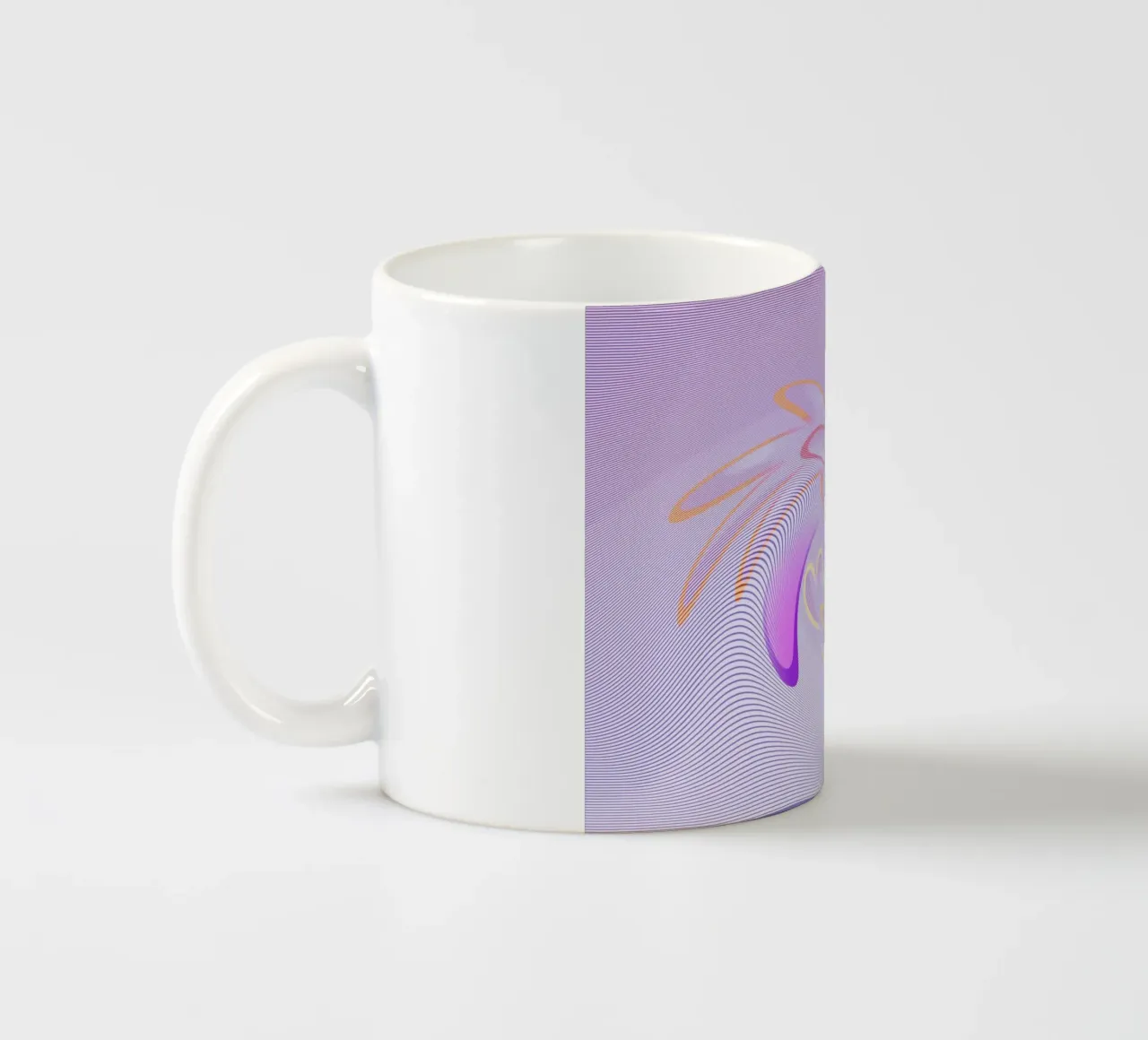 Abstract dynamic pattern in purple and orange ceramic mug by Something for you