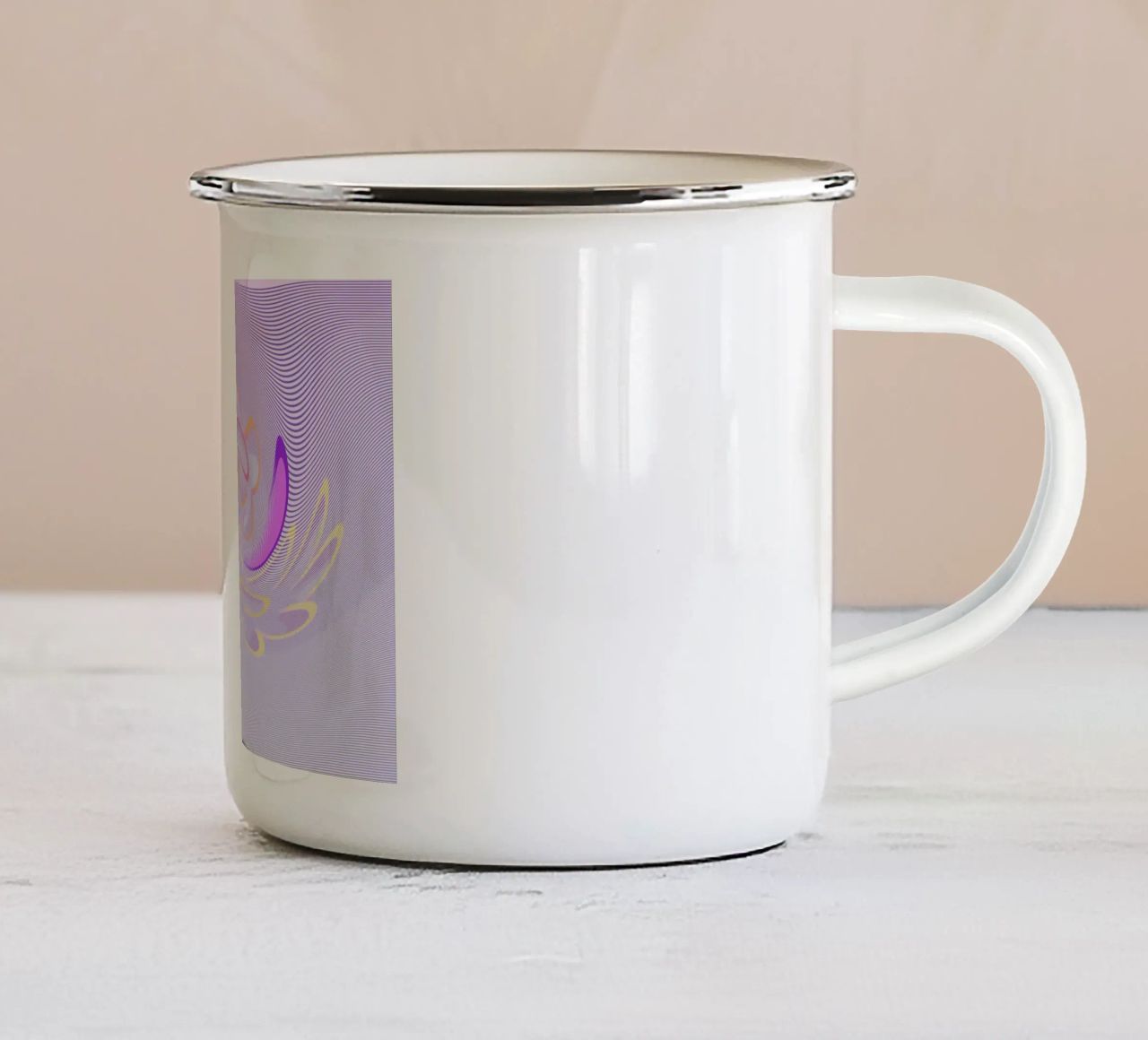 Motivo dinamico astratto in viola e arancione tazza in smalto da Something for you