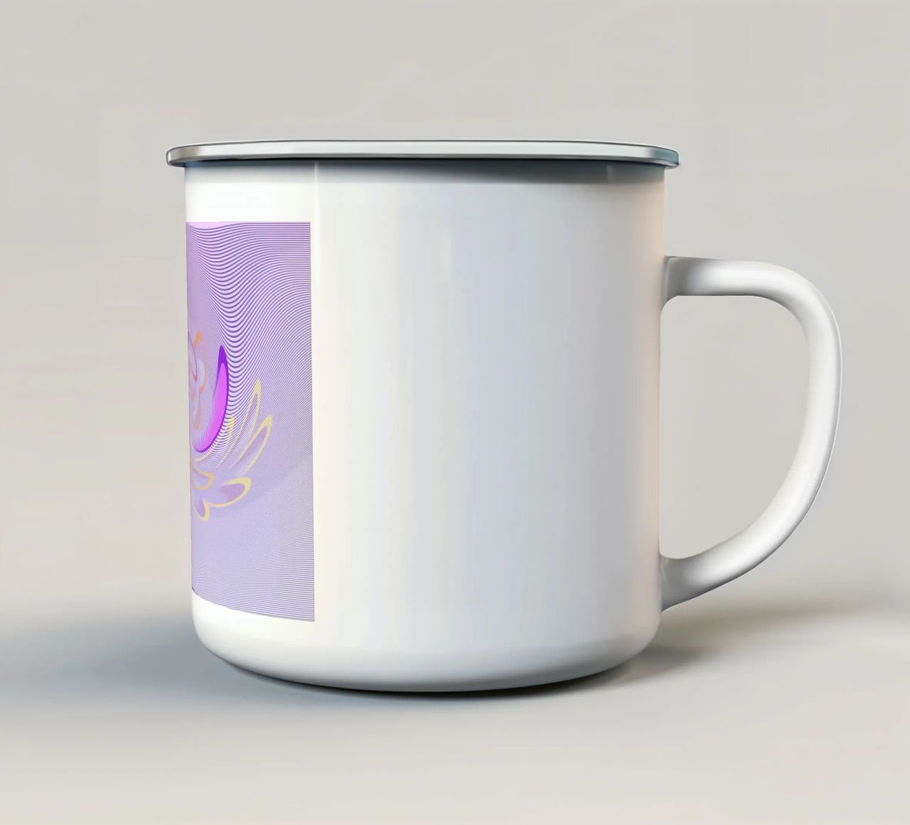 Motivo dinamico astratto in viola e arancione tazza in smalto da Something for you