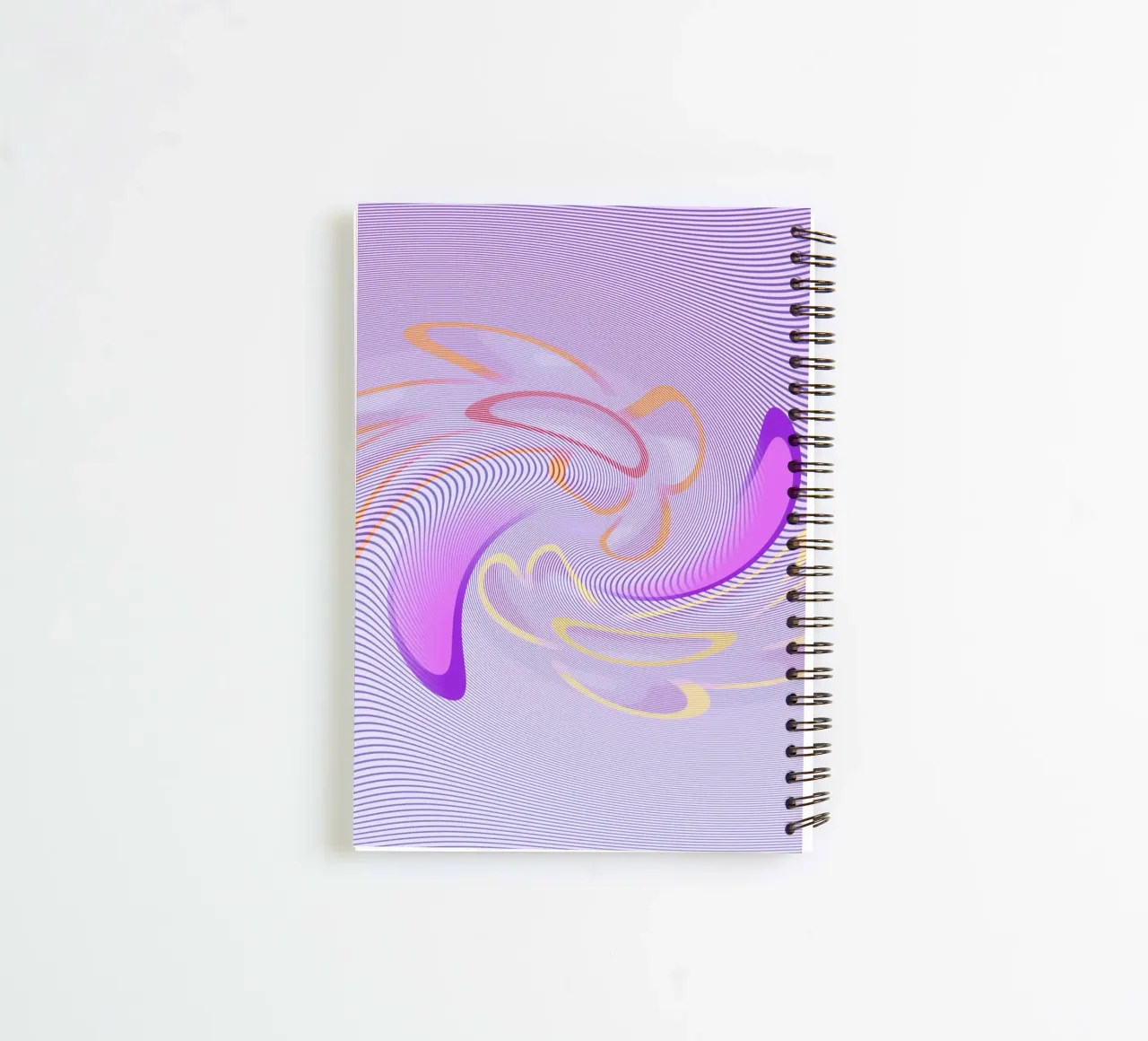 Abstract dynamic pattern in purple and orange spiral notebook by Something for you