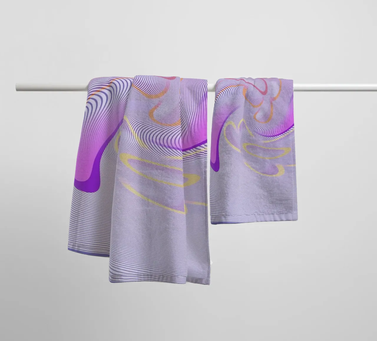 Abstract dynamic pattern in purple and orange towel by Something for you