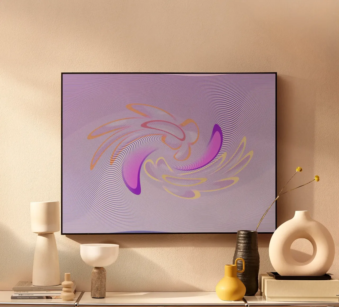 Abstract dynamic pattern in purple and orange alu-dibond by Something for you