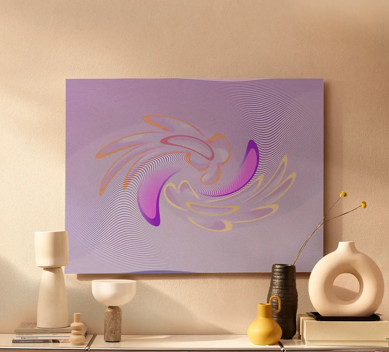 Abstract dynamic pattern in purple and orange alu-dibond by Something for you