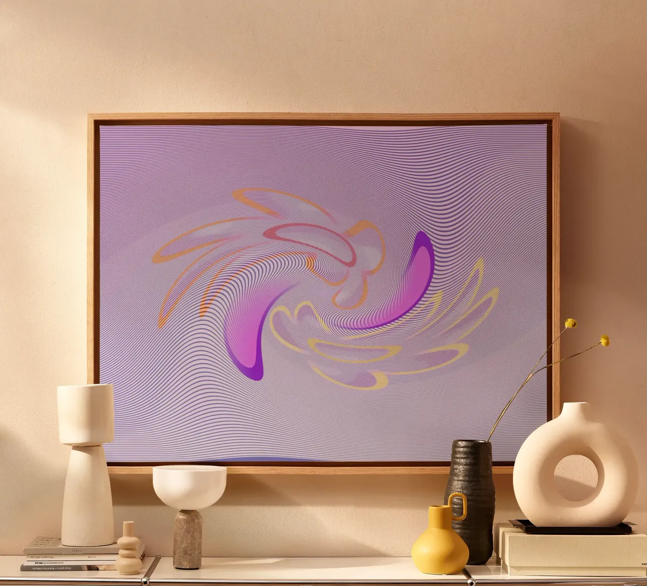 Abstract dynamic pattern in purple and orange canvas by Something for you