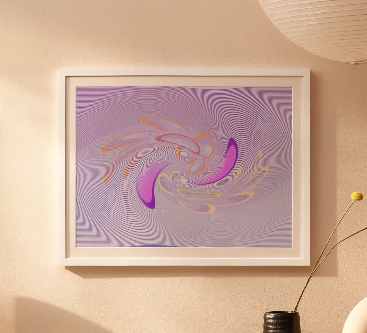 Abstract dynamic pattern in purple and orange hahnemühle by Something for you