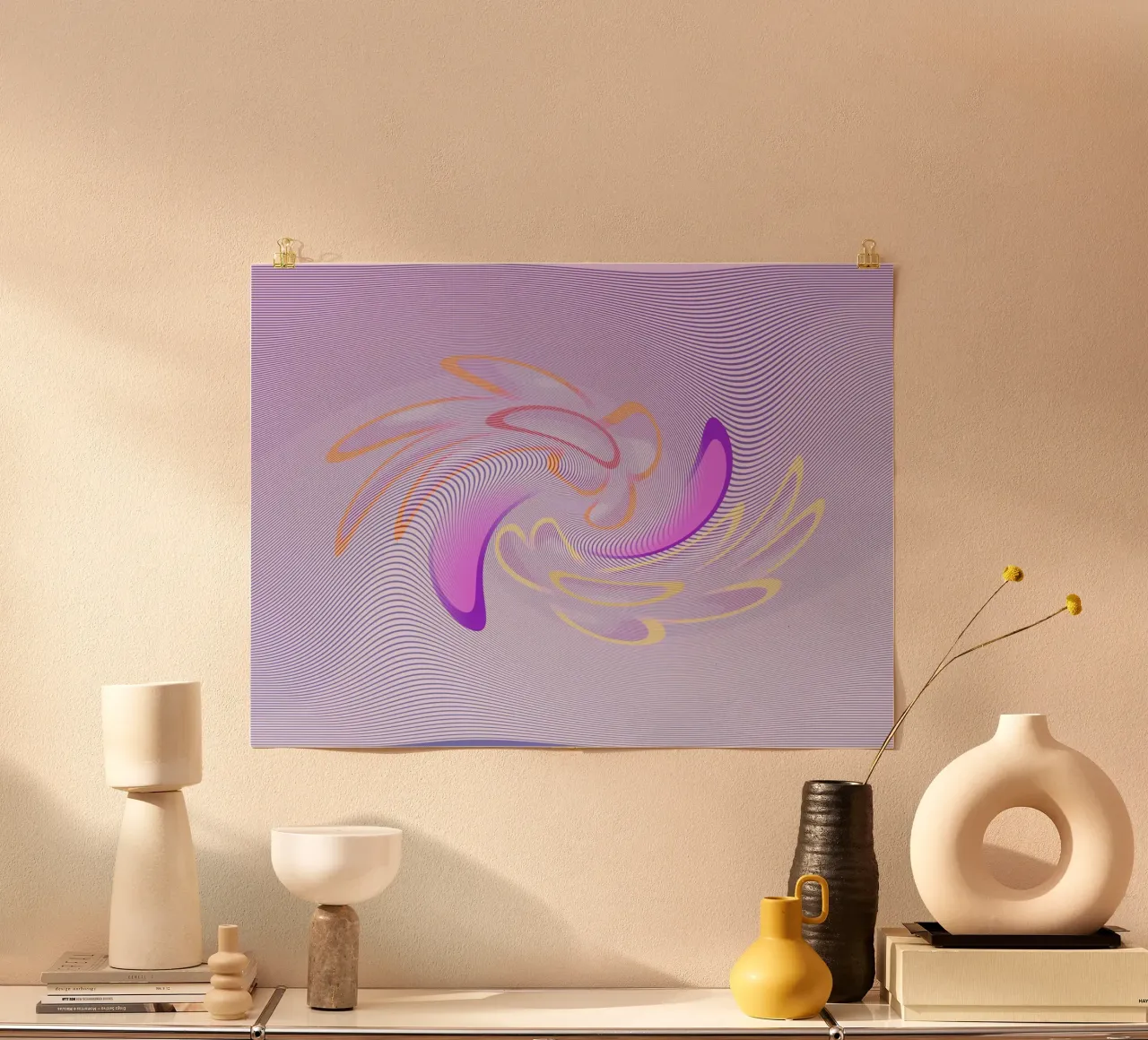 Abstract dynamic pattern in purple and orange hahnemühle by Something for you