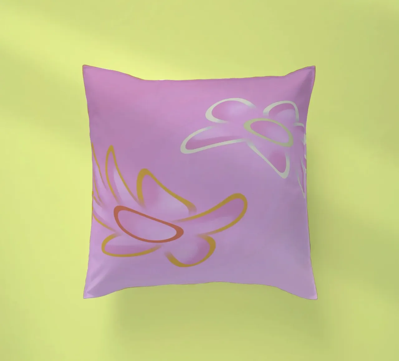 Immagine dinamica di fiori colorati in viola e arancione cuscino da Something for you