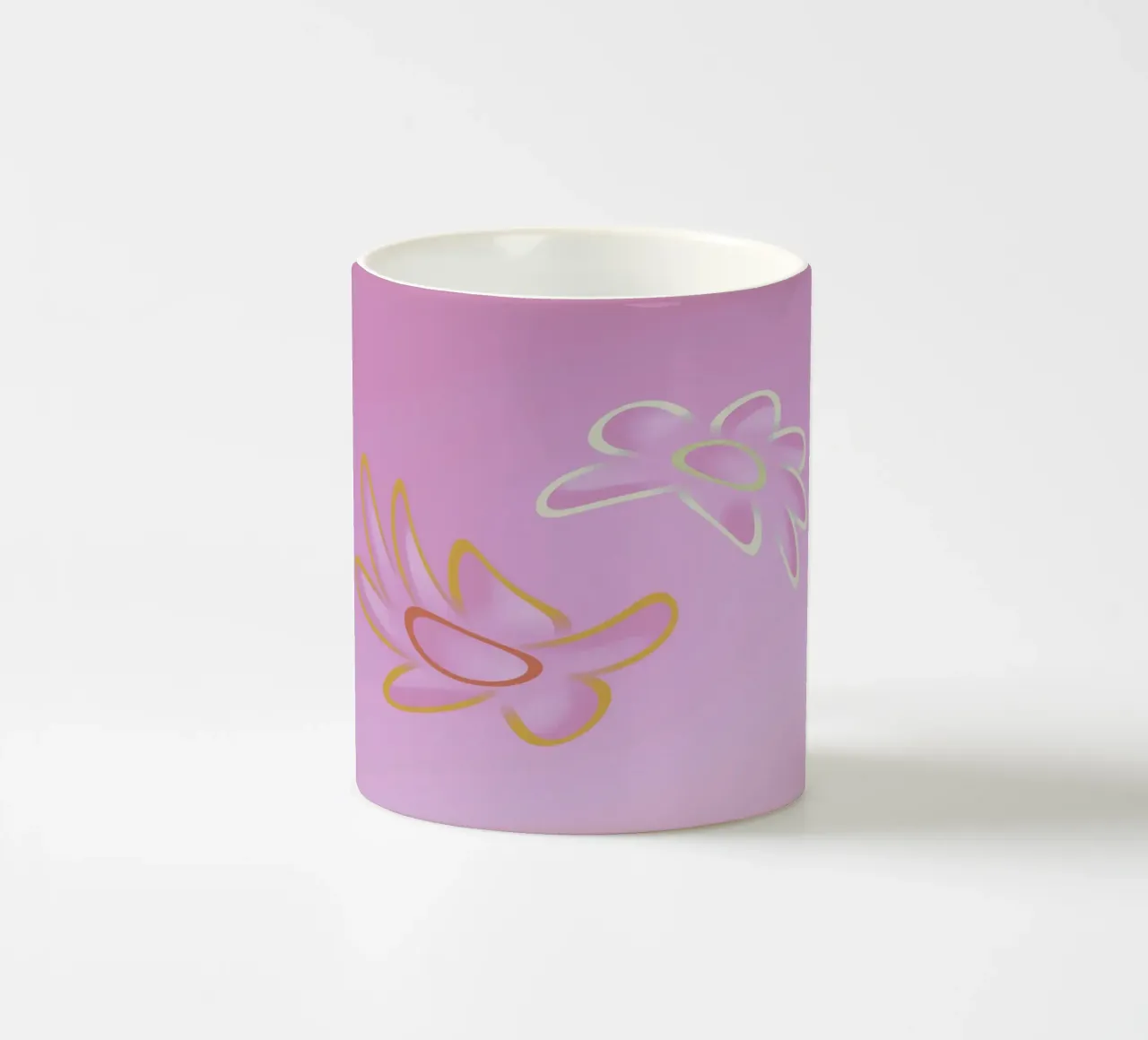 Immagine dinamica di fiori colorati in viola e arancione tazza in ceramica da Something for you