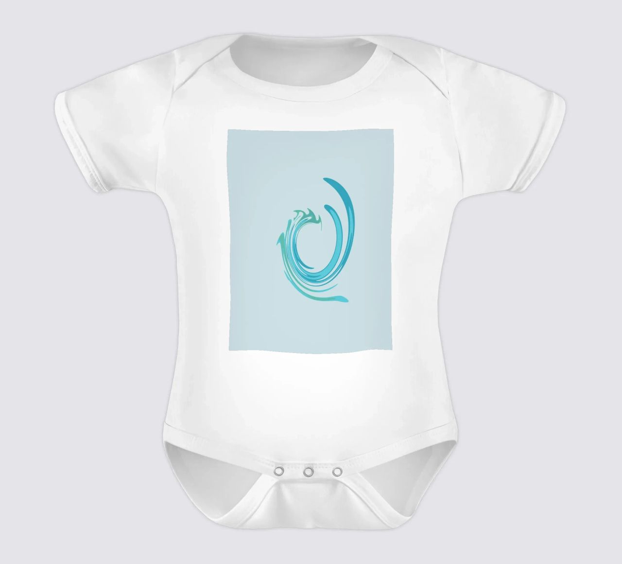 Abstract dynamic swirl pattern in blue short-sleeve baby romper by Something for you