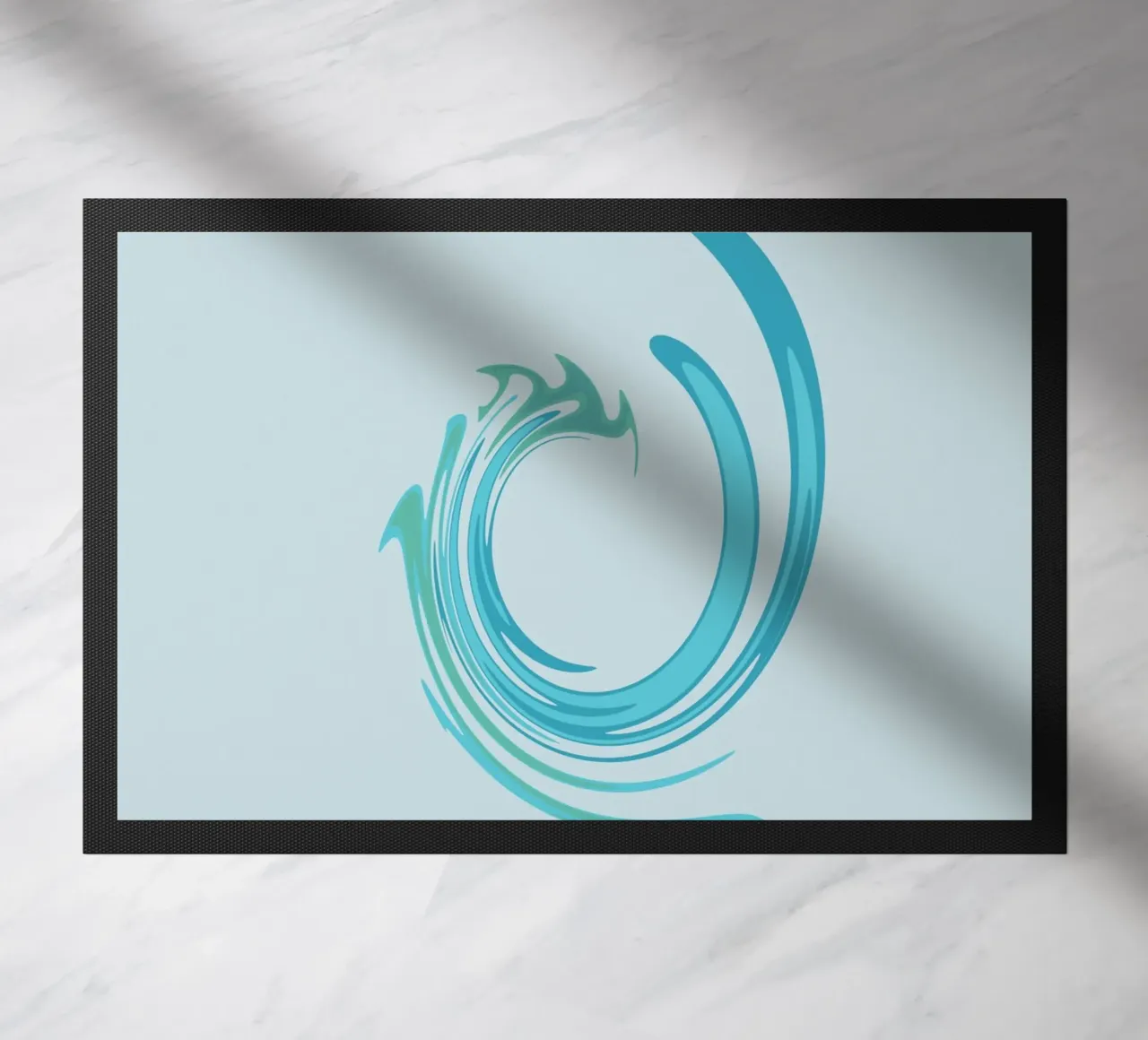 Abstract dynamic swirl pattern in blue doormat by Something for you