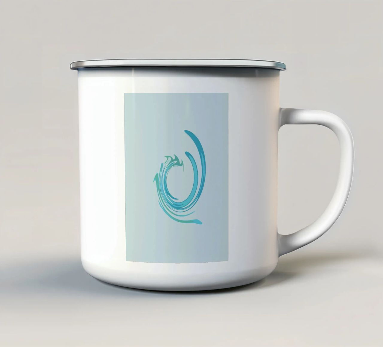 Abstract dynamic swirl pattern in blue enamel mug by Something for you