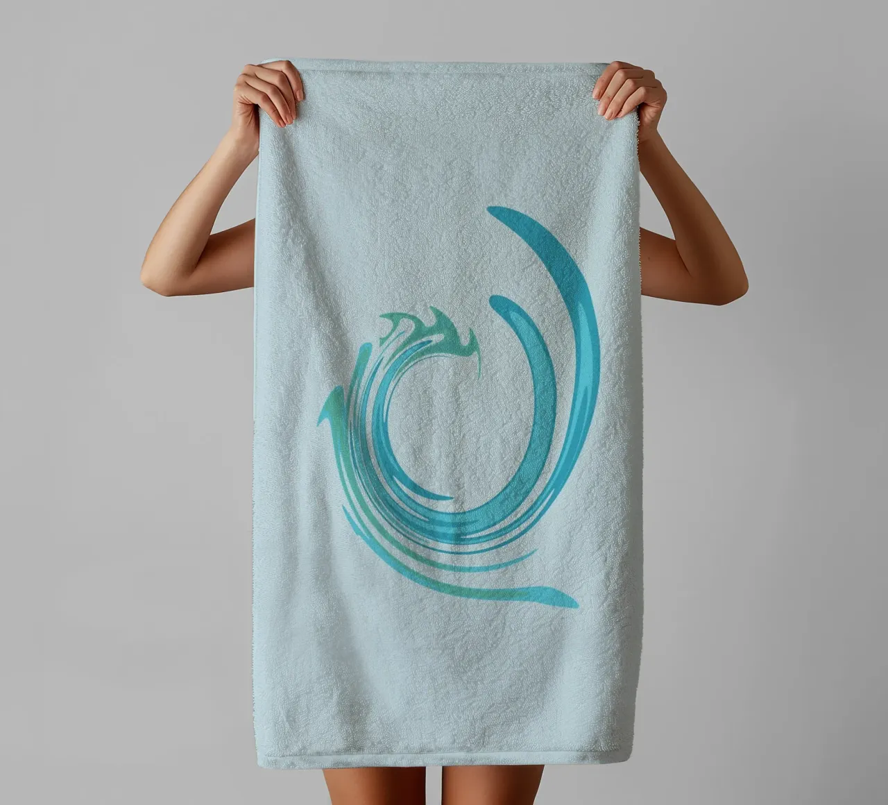 Abstract dynamic swirl pattern in blue towel by Something for you