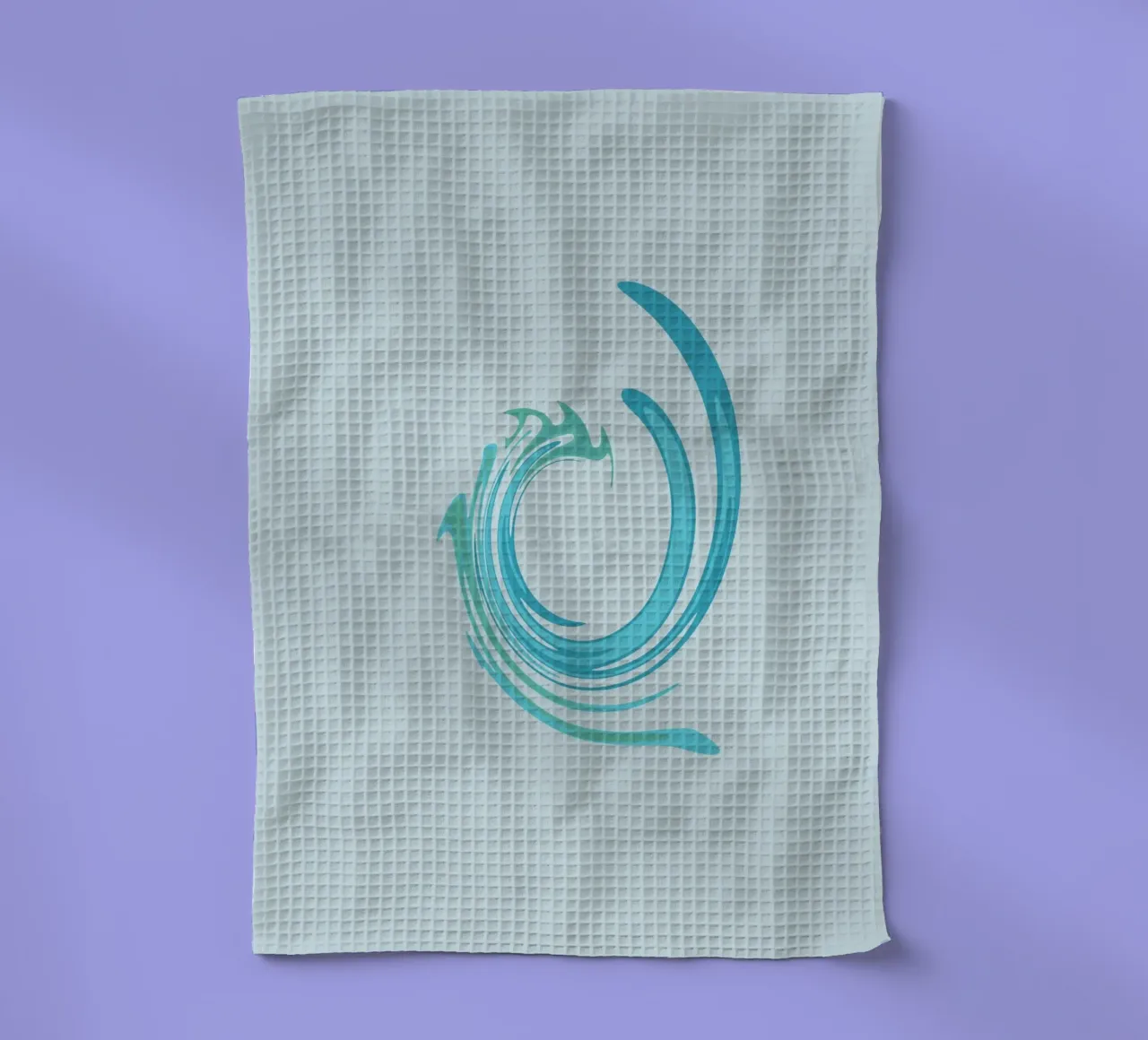 Abstract dynamic swirl pattern in blue tea towel by Something for you